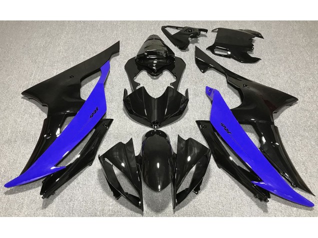 Noir Brillant & Bleu 2008-2016 Yamaha R6 Carénage Moto Noir Brillant & Bleu 2008-2016 Yamaha R6 Carénage Moto