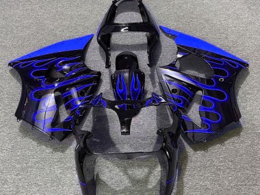 Noir Brillant & Bleu Flamme 2000-2002 Kawasaki ZX6R Carénage Moto