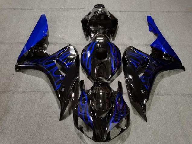 Noir Brillant Bleu Flamme 2006-2007 Honda CBR1000RR Carénage Moto Noir Brillant Bleu Flamme 2006-2007 Honda CBR1000RR Carénage Moto