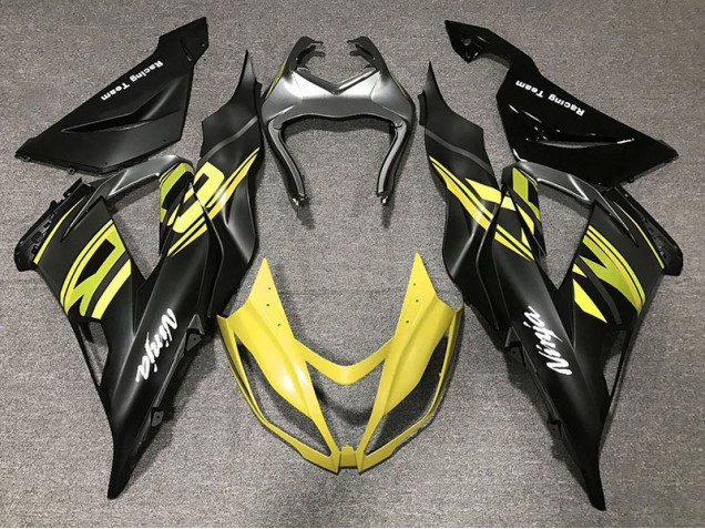 Noir Brillant & Jaune 2013-2018 Kawasaki ZX6R Carénage Moto Noir Brillant & Jaune 2013-2018 Kawasaki ZX6R Carénage Moto