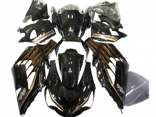 Noir Brillant & Orange 2012-2021 Kawasaki ZX14R Carénage Moto Noir Brillant & Orange 2012-2021 Kawasaki ZX14R Carénage Moto