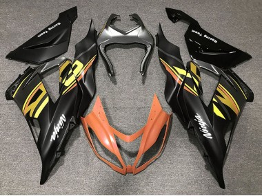 Noir Brillant & Orange 2013-2018 Kawasaki ZX6R Carénage Moto