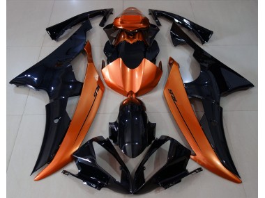 Noir Brillant & Orange Clair 2008-2016 Yamaha R6 Carénage Moto