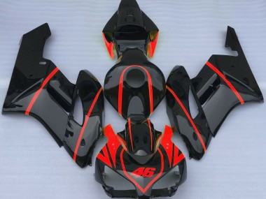 Noir Brillant & Rouge 2004-2005 Honda CBR1000RR Carénage Moto