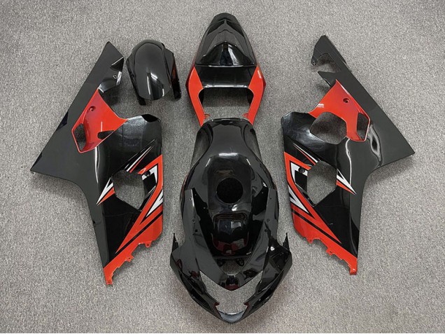 Noir Brillant & Rouge 2004-2005 Suzuki GSXR 600-750 Carénage Moto Noir Brillant & Rouge 2004-2005 Suzuki GSXR 600-750 Carénage Moto