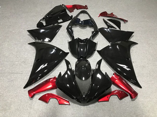 Noir Brillant & Rouge 2009-2011 Yamaha R1 Carénage Moto Noir Brillant & Rouge 2009-2011 Yamaha R1 Carénage Moto
