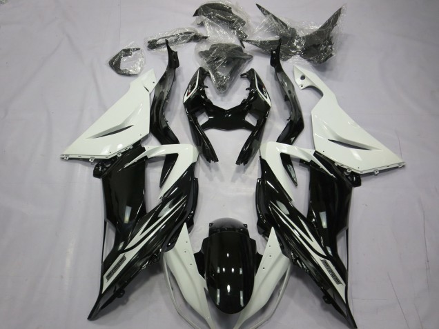 Noir Brillant Uni Blanc 2013-2018 Kawasaki ZX6R Carénage Moto Noir Brillant Uni Blanc 2013-2018 Kawasaki ZX6R Carénage Moto