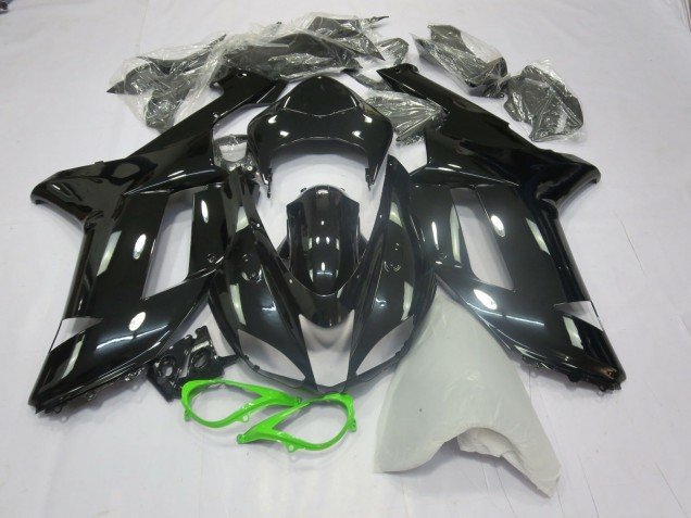 Noir Brillant Vert 2007-2008 Kawasaki ZX6R Carénage Moto Noir Brillant Vert 2007-2008 Kawasaki ZX6R Carénage Moto