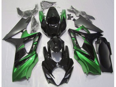 Noir Brillant & Vert 2007-2008 Suzuki GSXR 1000 Carénage Moto
