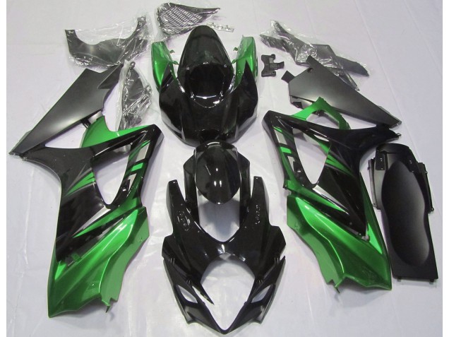 Noir Brillant & Vert 2007-2008 Suzuki GSXR 1000 Carénage Moto Noir Brillant & Vert 2007-2008 Suzuki GSXR 1000 Carénage Moto