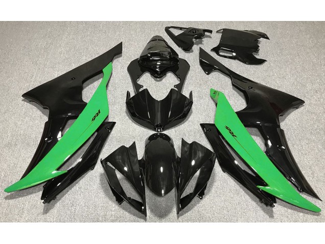 Noir Brillant & Vert 2008-2016 Yamaha R6 Carénage Moto Noir Brillant & Vert 2008-2016 Yamaha R6 Carénage Moto