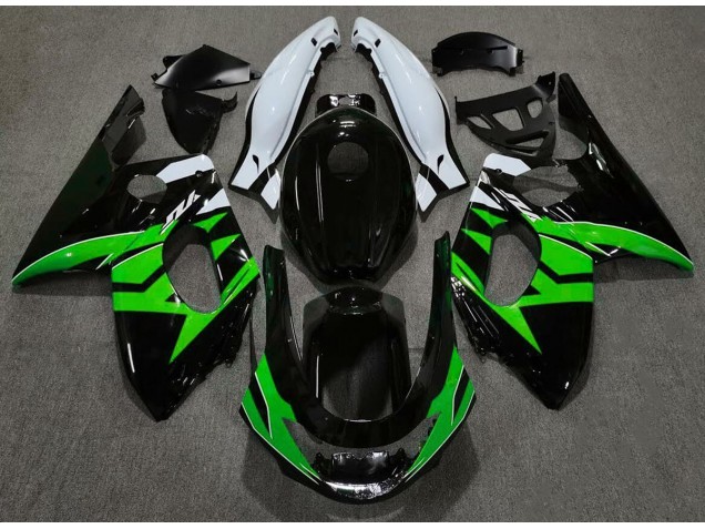 Noir Brillant Vert & Blanc 1998-2007 Yamaha YZF600 Carénage Moto Noir Brillant Vert & Blanc 1998-2007 Yamaha YZF600 Carénage Moto