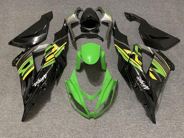 Noir Brillant & Vert Racing 2013-2018 Kawasaki ZX6R Carénage Moto Noir Brillant & Vert Racing 2013-2018 Kawasaki ZX6R Carénage Moto