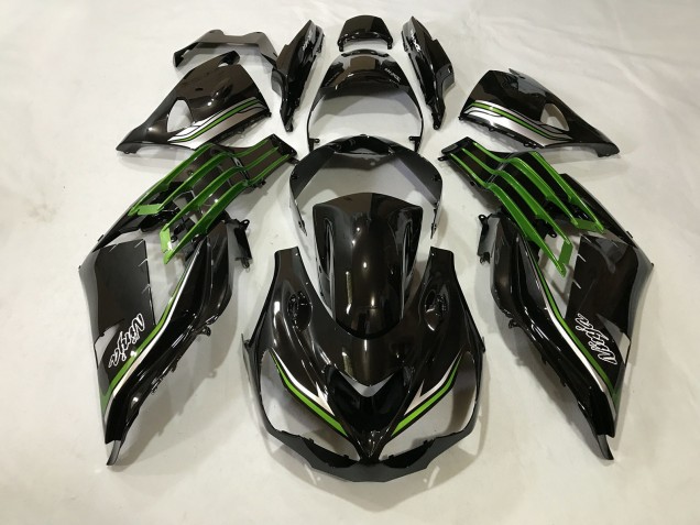 Noir Brillant & Vert Slime 2012-2021 Kawasaki ZX14R Carénage Moto Noir Brillant & Vert Slime 2012-2021 Kawasaki ZX14R Carénage Moto