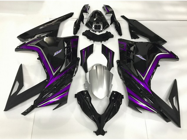 Noir Brillant & Violet 2013-2018 Kawasaki Ninja 300 Carénage Moto Noir Brillant & Violet 2013-2018 Kawasaki Ninja 300 Carénage Moto