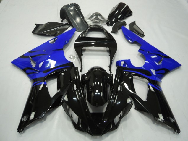 Noir Flamme & Bleu 2000-2001 Yamaha R1 Carénage Moto Noir Flamme & Bleu 2000-2001 Yamaha R1 Carénage Moto