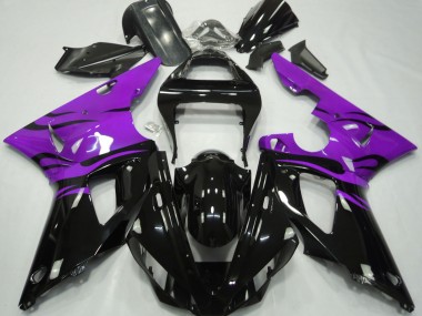 Noir Flamme & Violet 2000-2001 Yamaha R1 Carénage Moto