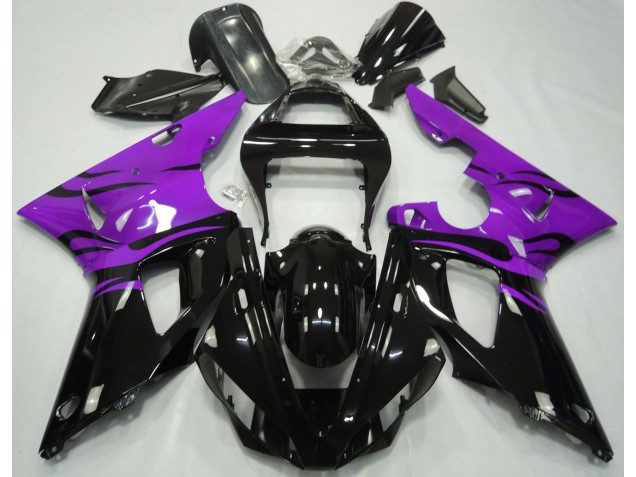 Noir Flamme & Violet 2000-2001 Yamaha R1 Carénage Moto Noir Flamme & Violet 2000-2001 Yamaha R1 Carénage Moto
