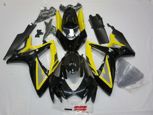 Noir & Jaune 2006-2007 Suzuki GSXR 600-750 Carénage Moto Noir & Jaune 2006-2007 Suzuki GSXR 600-750 Carénage Moto