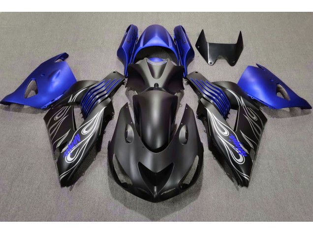 Noir Mat & Bleu 2006-2011 Kawasaki ZX14R Carénage Moto Noir Mat & Bleu 2006-2011 Kawasaki ZX14R Carénage Moto