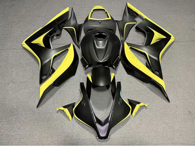 Noir Mat & Jaune 2007-2008 Honda CBR600RR Carénage Moto Noir Mat & Jaune 2007-2008 Honda CBR600RR Carénage Moto