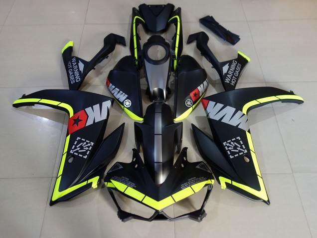 Noir Mat & Jaune 2015-2018 Yamaha R3 Carénage Moto Noir Mat & Jaune 2015-2018 Yamaha R3 Carénage Moto