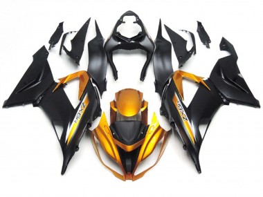 Noir Mat & Or 2013-2018 Kawasaki ZX6R Carénage Moto