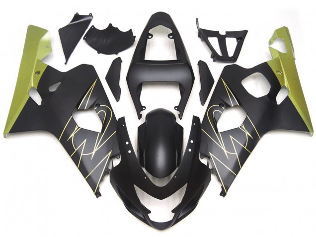 Noir Mat & Or Corona Personnalisé 2004-2005 Suzuki GSXR 600-750 Carénage Moto Noir Mat & Or Corona Personnalisé 2004-2005 Suzuki GSXR 600-750 Carénage Moto