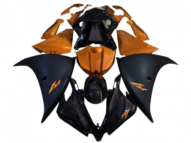 Noir Mat & Orange 2012-2014 Yamaha R1 Carénage Moto Noir Mat & Orange 2012-2014 Yamaha R1 Carénage Moto