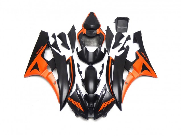 Noir Mat & Orange Personnalisés 2006-2007 Yamaha R6 Carénage Moto Noir Mat & Orange Personnalisés 2006-2007 Yamaha R6 Carénage Moto