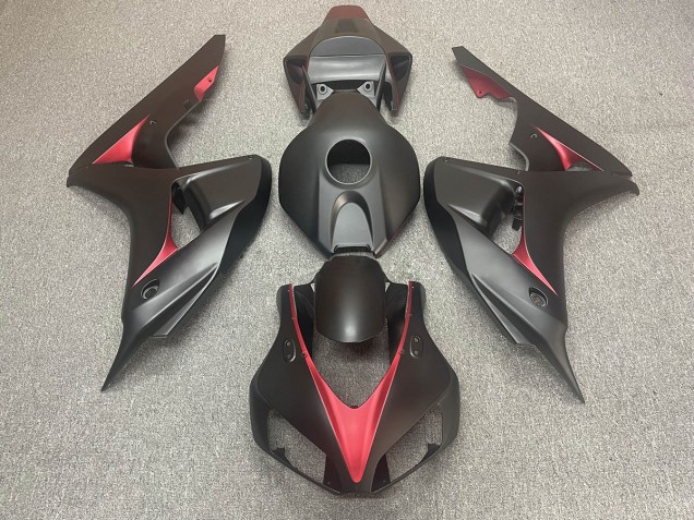 Noir Mat & Rouge 2006-2007 Honda CBR1000RR Carénage Moto Noir Mat & Rouge 2006-2007 Honda CBR1000RR Carénage Moto