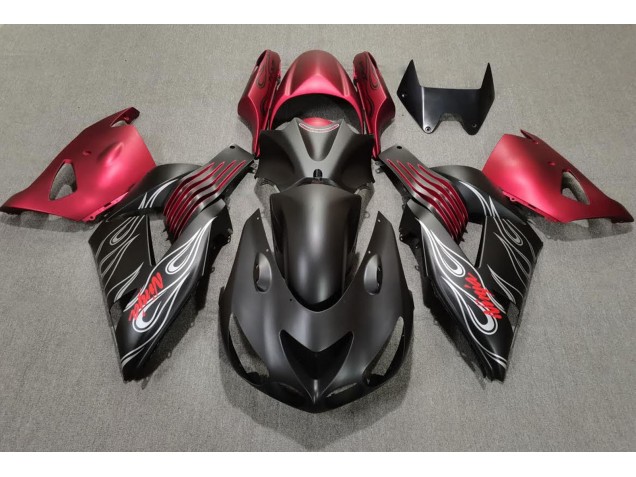 Noir Mat & Rouge 2006-2011 Kawasaki ZX14R Carénage Moto Noir Mat & Rouge 2006-2011 Kawasaki ZX14R Carénage Moto