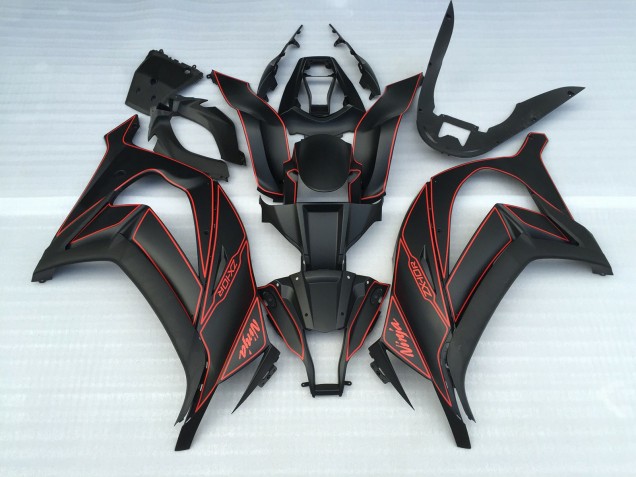 Noir Mat & Rouge 2011-2015 Kawasaki ZX10R Carénage Moto Noir Mat & Rouge 2011-2015 Kawasaki ZX10R Carénage Moto