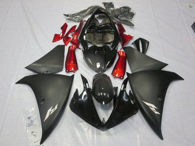 Noir Mat Rouge 2012-2014 Yamaha R1 Carénage Moto Noir Mat Rouge 2012-2014 Yamaha R1 Carénage Moto