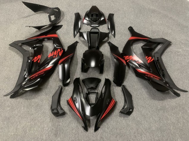 Noir Mat & Rouge 2016-2019 Kawasaki ZX10R Carénage Moto Noir Mat & Rouge 2016-2019 Kawasaki ZX10R Carénage Moto