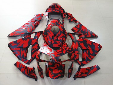 Noir Mat & Rouge Camo 2003-2004 Honda CBR600RR Carénage Moto