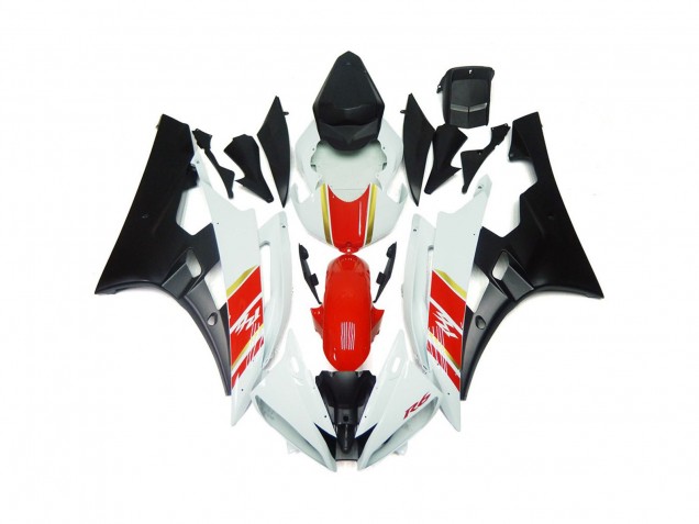 Noir Mat & Rouge Personnalisés Avec Blanc 2006-2007 Yamaha R6 Carénage Moto Noir Mat & Rouge Personnalisés Avec Blanc 2006-2007 Yamaha R6 Carénage Moto