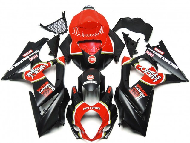 Noir Mat Vibrant Personnalisé Lucky Strike 2007-2008 Suzuki GSXR 1000 Carénage Moto Noir Mat Vibrant Personnalisé Lucky Strike 2007-2008 Suzuki GSXR 1000 Carénage Moto