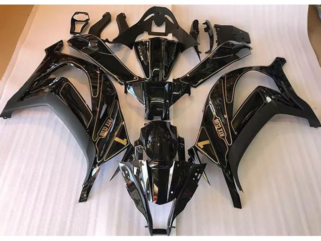 Noir & Or 2016-2019 Kawasaki ZX10R Carénage Moto Noir & Or 2016-2019 Kawasaki ZX10R Carénage Moto