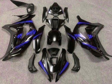 Noir Satiné & Bleu 2016-2019 Kawasaki ZX10R Carénage Moto