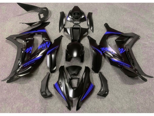 Noir Satiné & Bleu 2016-2019 Kawasaki ZX10R Carénage Moto Noir Satiné & Bleu 2016-2019 Kawasaki ZX10R Carénage Moto