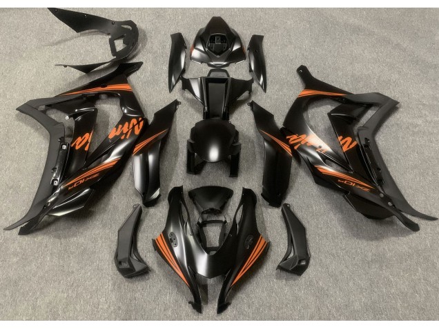 Noir Satiné & Orange 2016-2019 Kawasaki ZX10R Carénage Moto Noir Satiné & Orange 2016-2019 Kawasaki ZX10R Carénage Moto