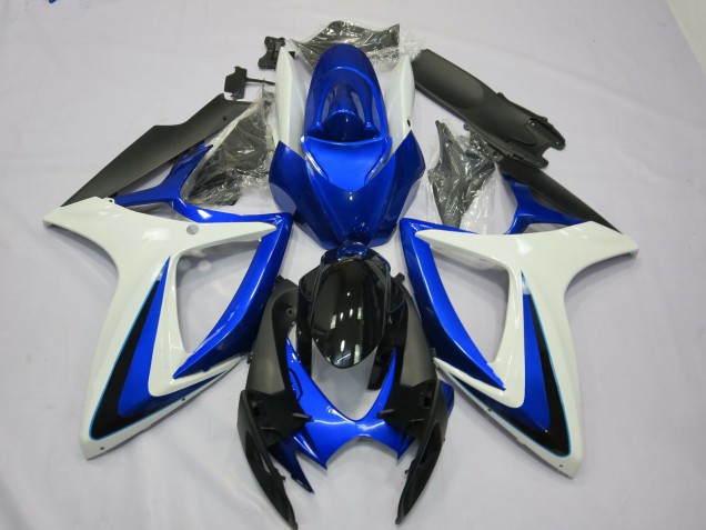 OEM Style Blanc Bleu 2006-2007 Suzuki GSXR 600-750 Carénage Moto OEM Style Blanc Bleu 2006-2007 Suzuki GSXR 600-750 Carénage Moto