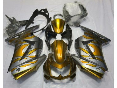 Or & Argent Flamme 2008-2012 Kawasaki Ninja 250 Carénage Moto