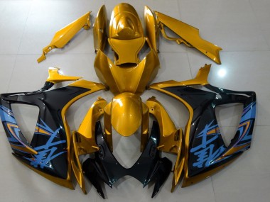 Or Brillant & Noir 2006-2007 Suzuki GSXR 600-750 Carénage Moto