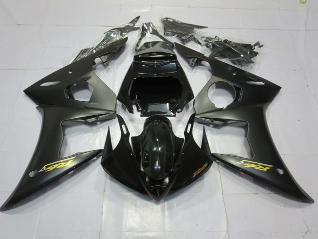Or Noir Mat 2003-2004 Yamaha R6 Carénage Moto Or Noir Mat 2003-2004 Yamaha R6 Carénage Moto