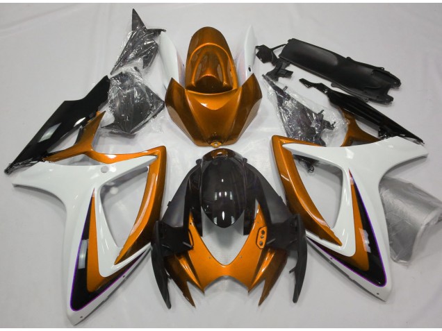 Orange & Blanc Débadgé 2006-2007 Suzuki GSXR 600-750 Carénage Moto