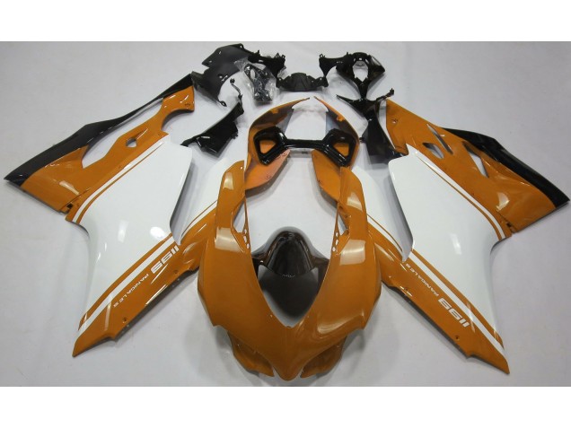 Orange Brillant Blanc & Noir 2011-2014 Ducati 1199 Carénage Moto Orange Brillant Blanc & Noir 2011-2014 Ducati 1199 Carénage Moto