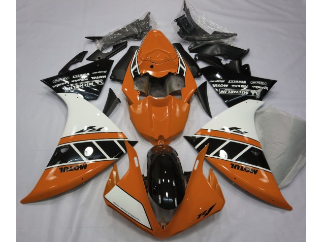 Orange Brillant Blanc & Noir 2012-2014 Yamaha R1 Carénage Moto Orange Brillant Blanc & Noir 2012-2014 Yamaha R1 Carénage Moto