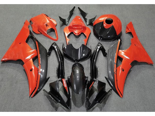 Orange Brillant & Fiber De Carbone 2008-2016 Yamaha R6 Carénage Moto Orange Brillant & Fiber De Carbone 2008-2016 Yamaha R6 Carénage Moto